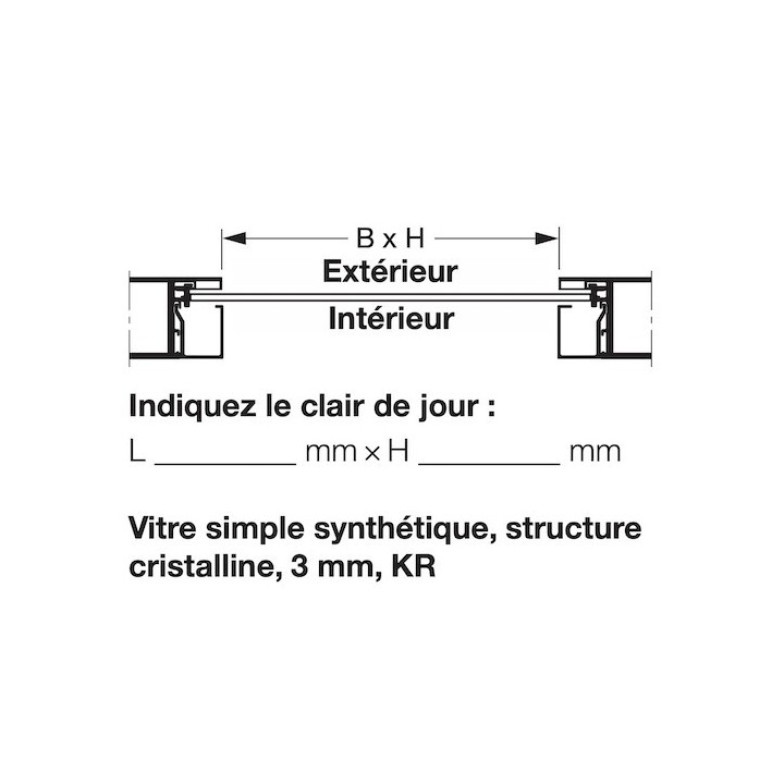 Vitre simple synthétique, structure cristalline, 3mm, KR Hormann Référence 3095226