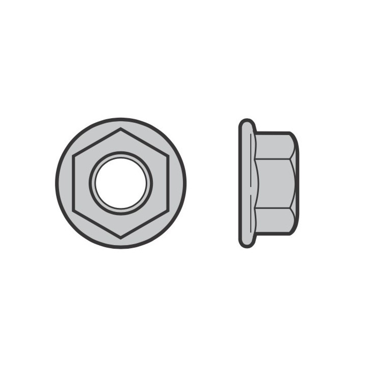Lot de 10 Ecrou Hexagonal M12 avec laque de protection et bride Hormann Référence 3042379