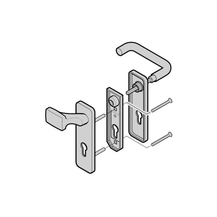 Garniture à bouton fixe et béquille arrondie, fonte d'aluminium CR Hormann Référence 3096790