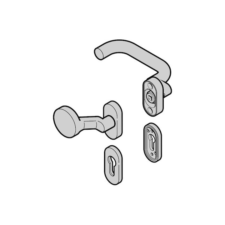 Garniture à bouton fixe, coudé cylindre rond VA F1 Hormann Référence 4016363