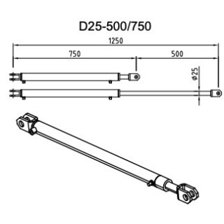 Vérin à lèvre a double effet  D25 - 500 / 750 Hormann Référence 307688