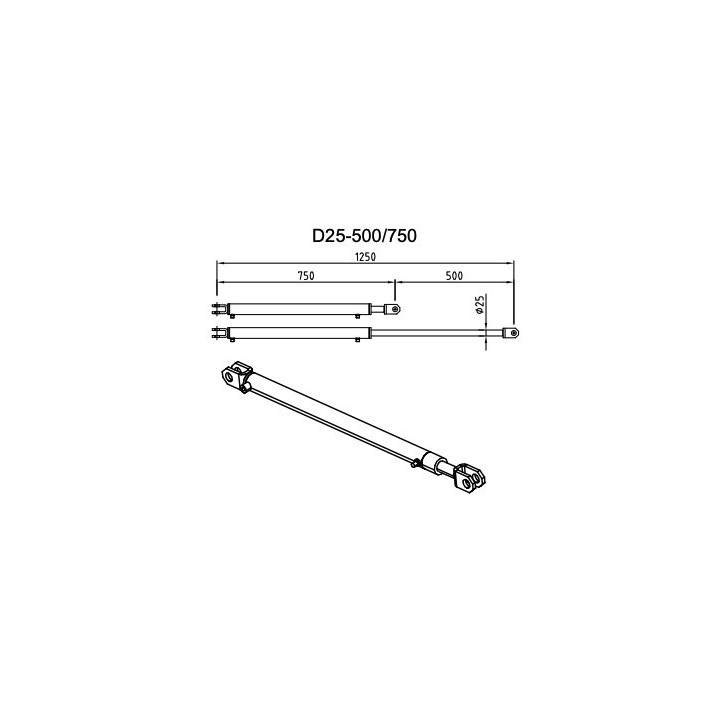 Vérin à lèvre a double effet  D25 - 500 / 750 Hormann Référence 307688